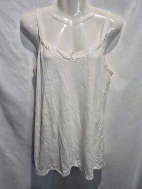 Eileen Fisher White 100% Linen Cami Tank Top Adjustable Straps Size Small